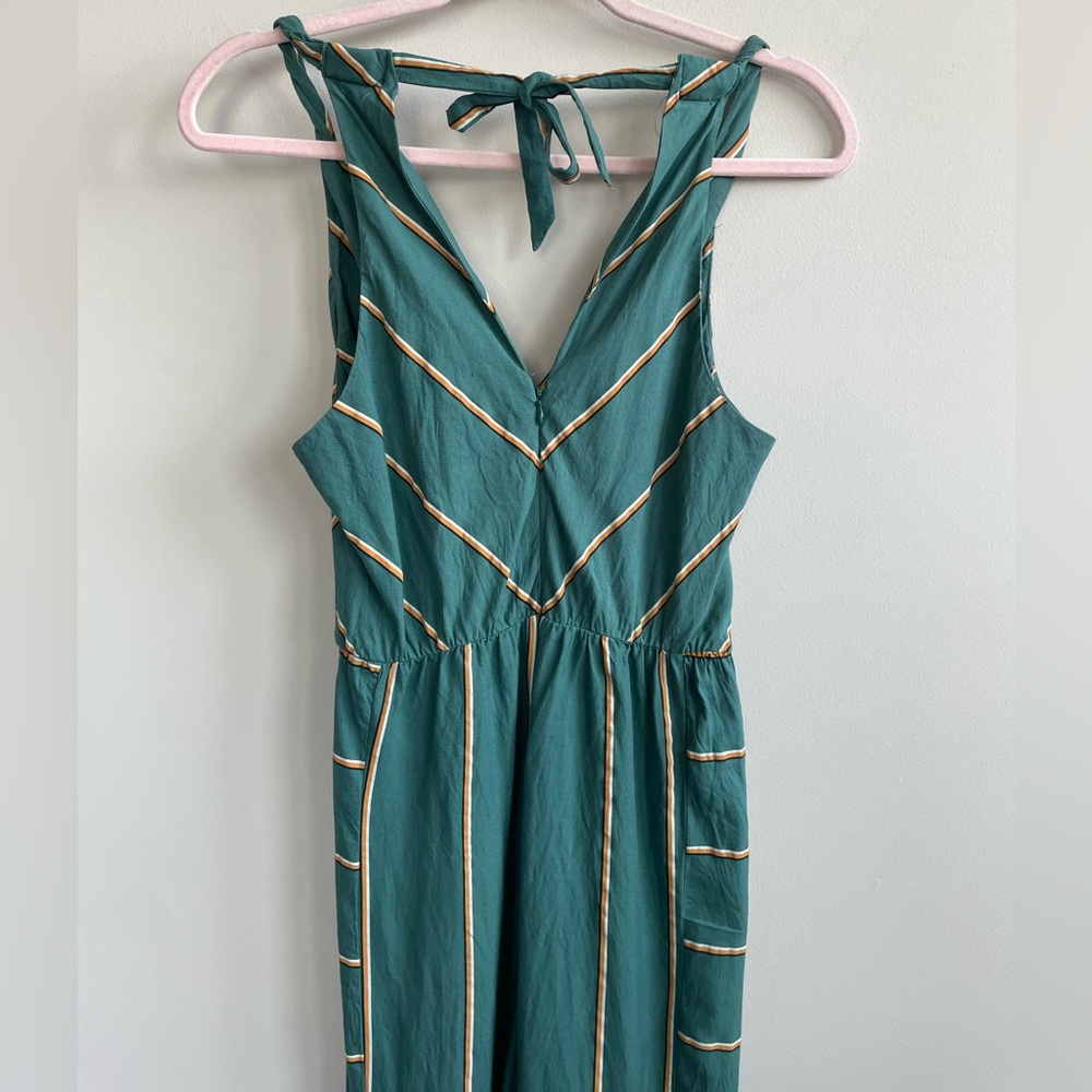 Anthropologie Green Striped V-Neck Wide-Leg Jumpsuit - Picture 11 of 15